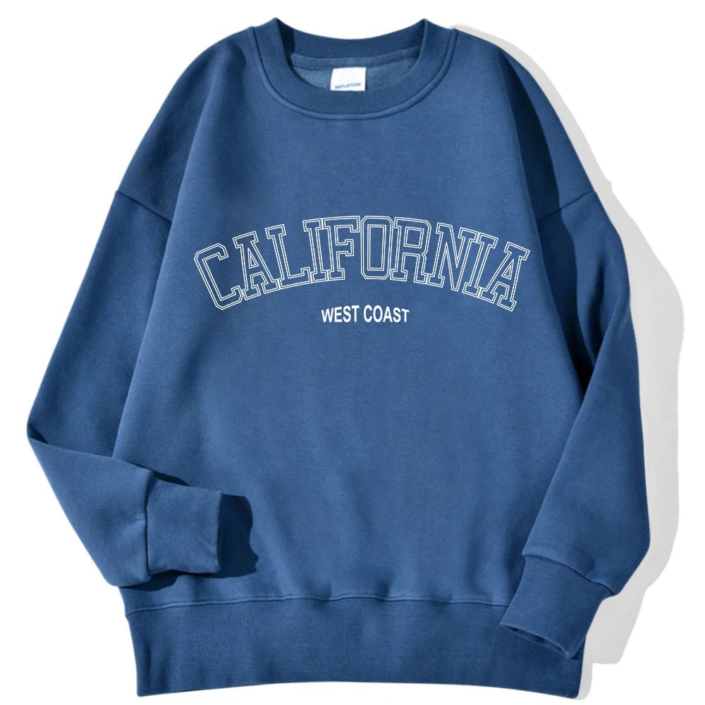 Woman Sweatshirts California West Coast Print Female hoodie Long Sleeves O-neck Pullovers Sporty and Rich Clothing