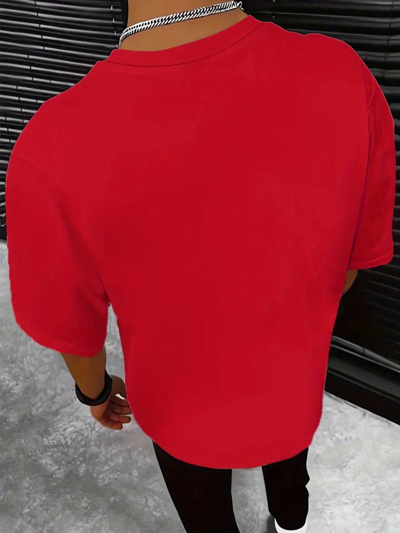 Men'scotton fashionable casual sports loose red rose printed round neck short sleeved T-shirt top