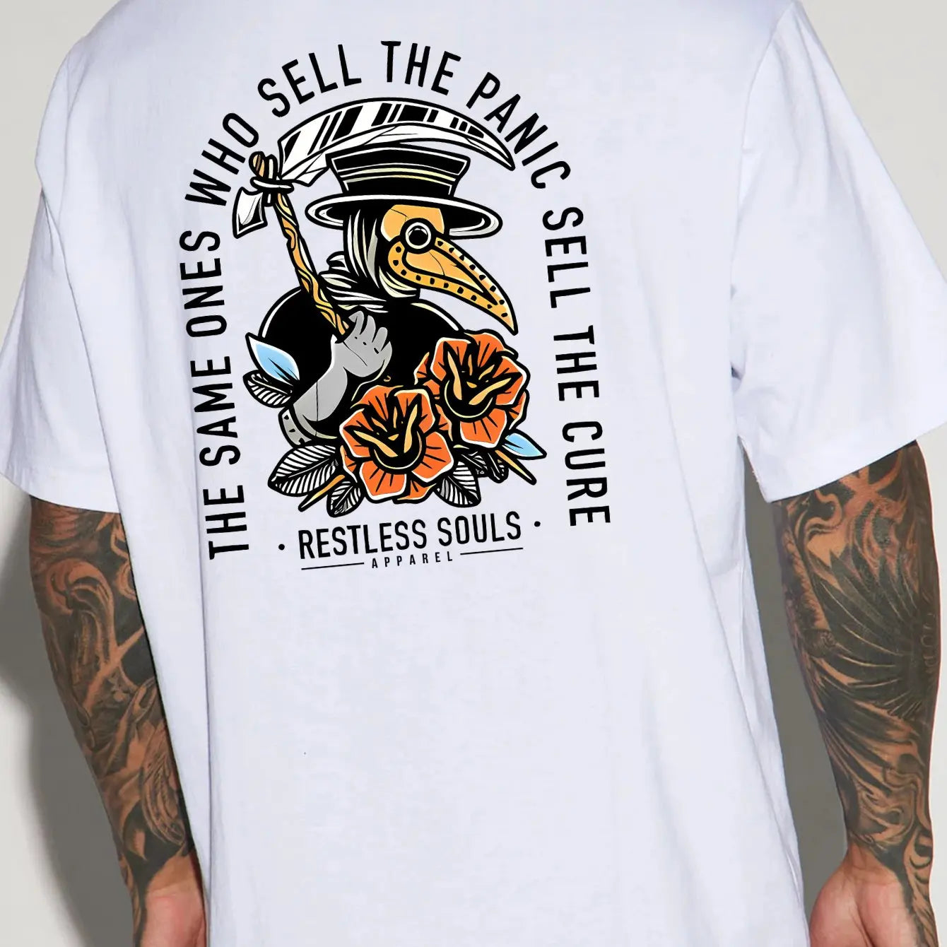 Men's Fashionable Casual Loose Large Back Pattern Printed Round Neck Short Sleeve T-shirt Top