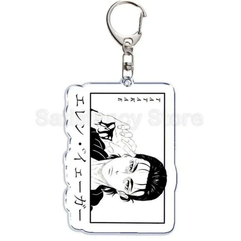 Hot Atan Allen Yeager Keychain Pendant Rtacking of The Giants Armin Arlert Levi Ackermole Playing Double Sided Acrylic Keyring