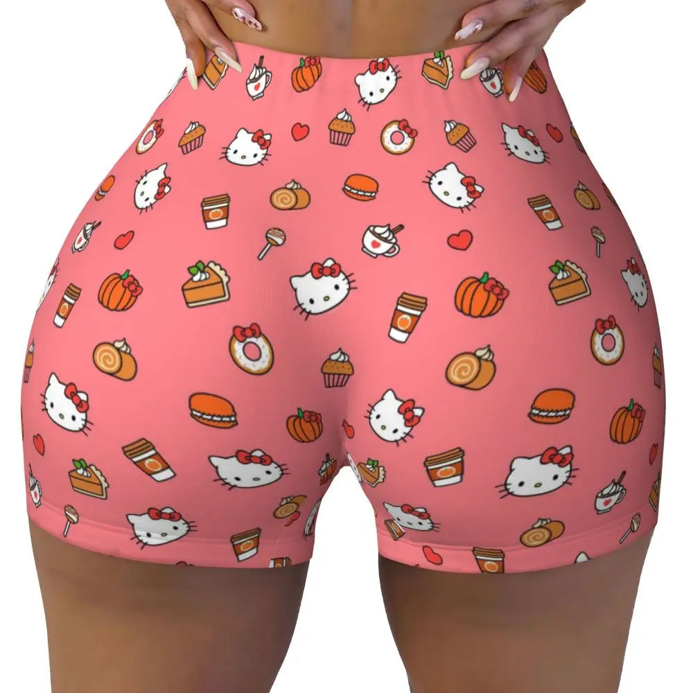 Custom Hello Kitty Cat Gym Shorts Women Athletic Shorts