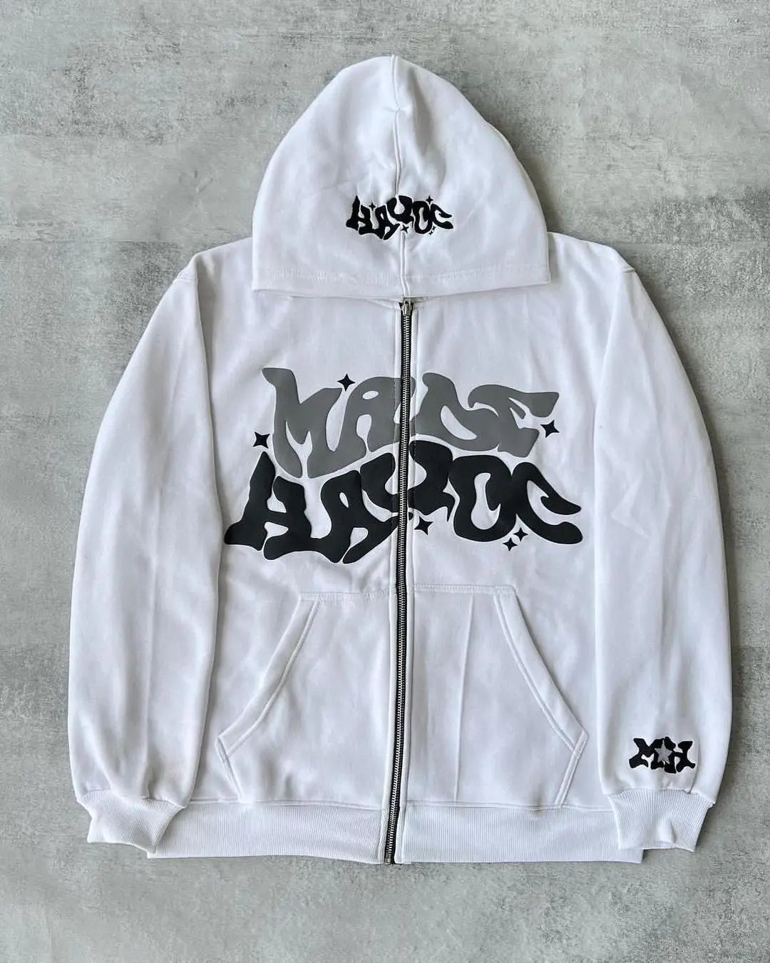 Y2k American Colorful Letter Print Zipper Hoodie Men Fashion High Street Oversized Sweatshirt Women Retro Casual Jacket