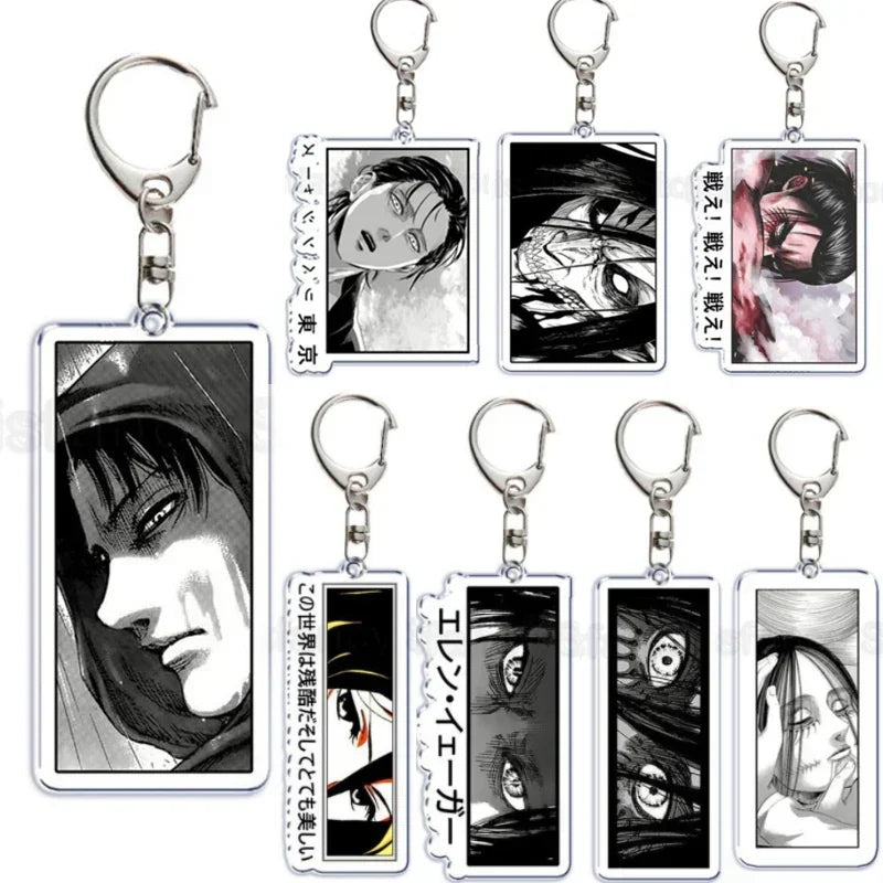 Hot Atan Allen Yeager Keychain Pendant Rtacking of The Giants Armin Arlert Levi Ackermole Playing Double Sided Acrylic Keyring