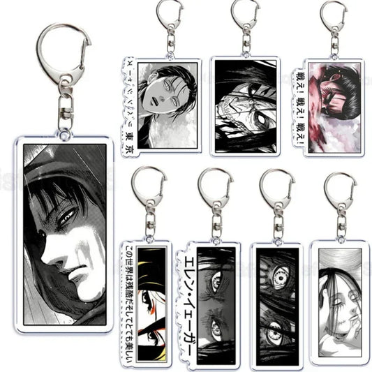 Hot Atan Allen Yeager Keychain Pendant Rtacking of The Giants Armin Arlert Levi Ackermole Playing Double Sided Acrylic Keyring