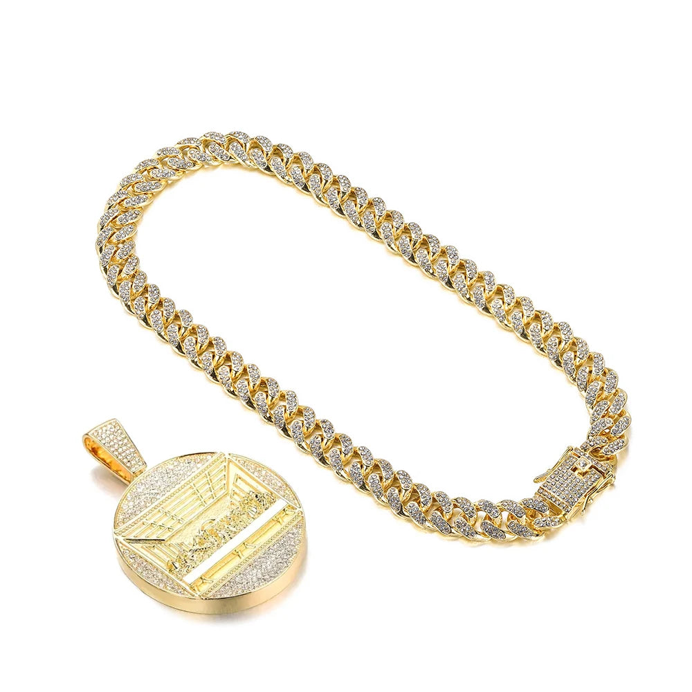 New Last Supper Pendant Cuban Chain Necklace With 14mm Iced Out Chain Fashion  Men Charm Pendant Necklaces Jewelry