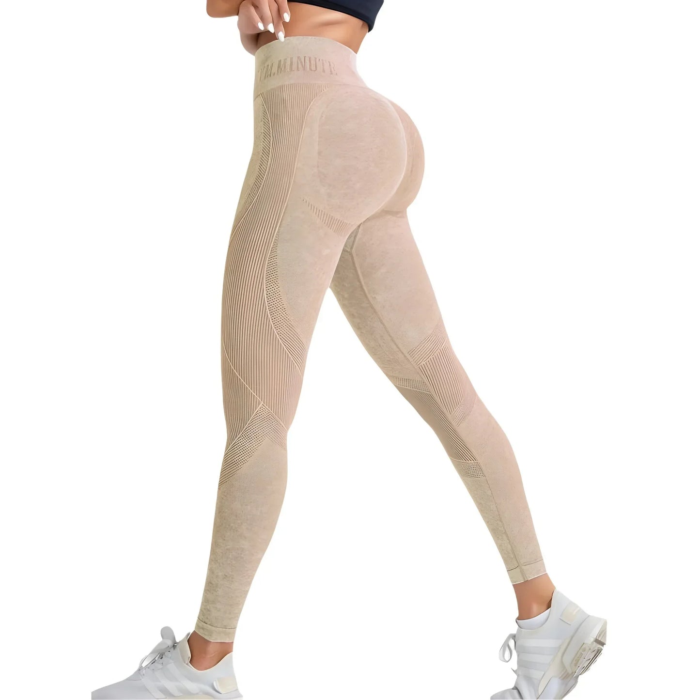 Women Seamless Gym High Waist Yoga Pants Lifting Outdoor Sports Tight Waist Letter Sand Washed Pants Exercise Yoga Leggings