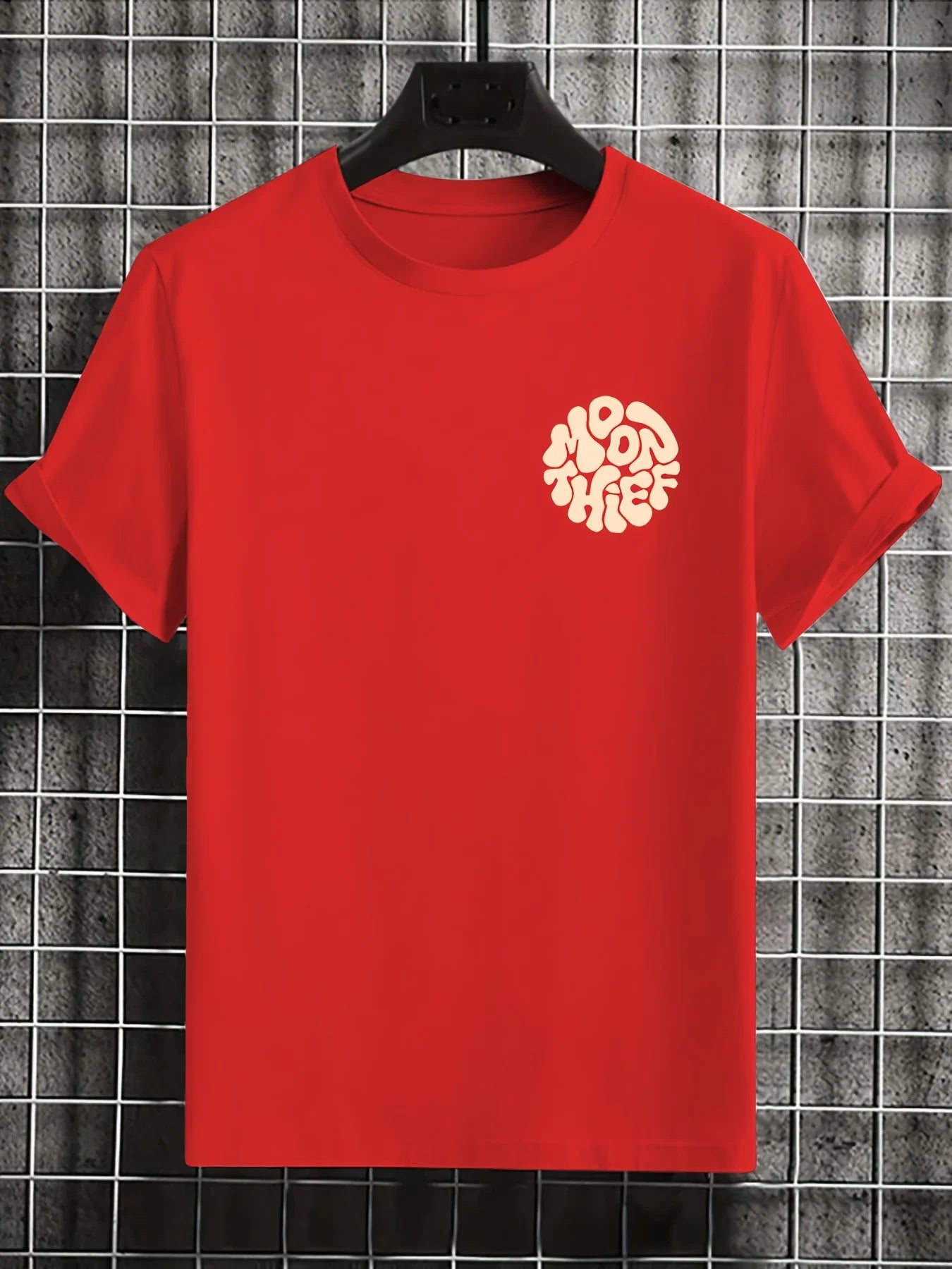Men's 100% cotton fashionable casual loose plus size letter printed round neck short sleeved T-shirt