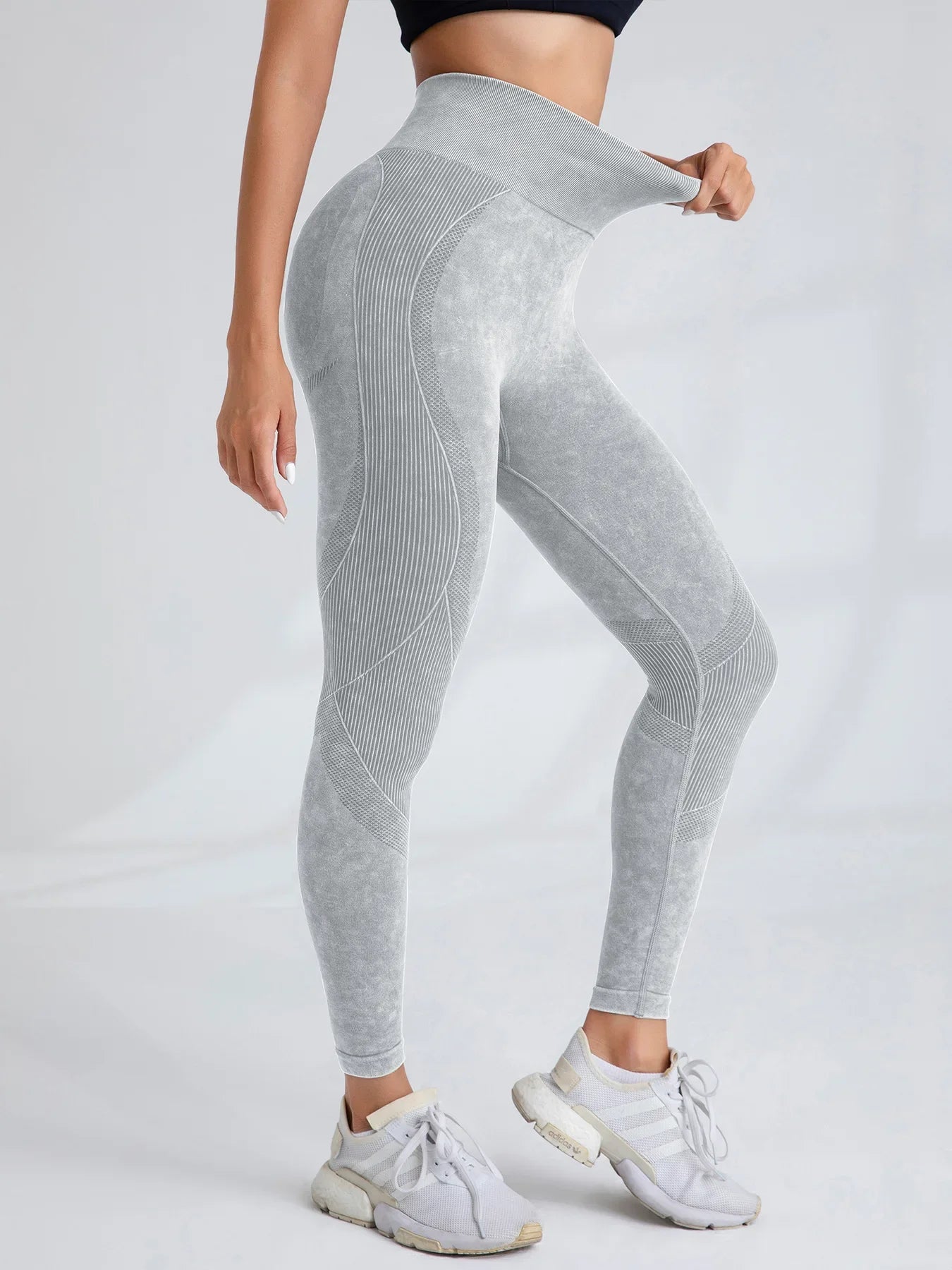 Women Seamless Gym High Waist Yoga Pants Lifting Outdoor Sports Tight Waist Letter Sand Washed Pants Exercise Yoga Leggings