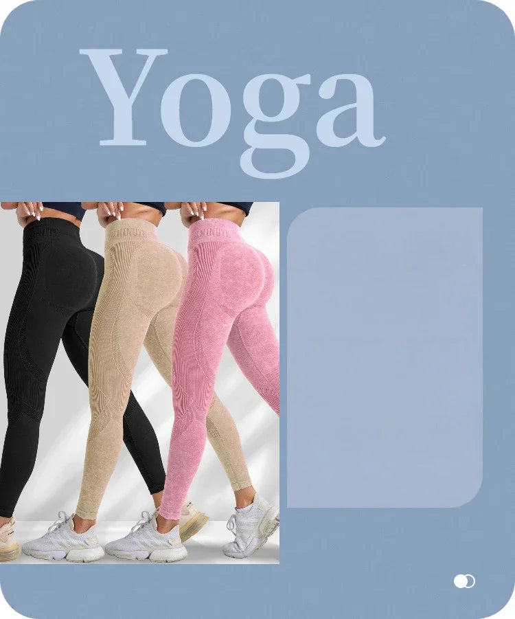 Women Seamless Gym High Waist Yoga Pants Lifting Outdoor Sports Tight Waist Letter Sand Washed Pants Exercise Yoga Leggings