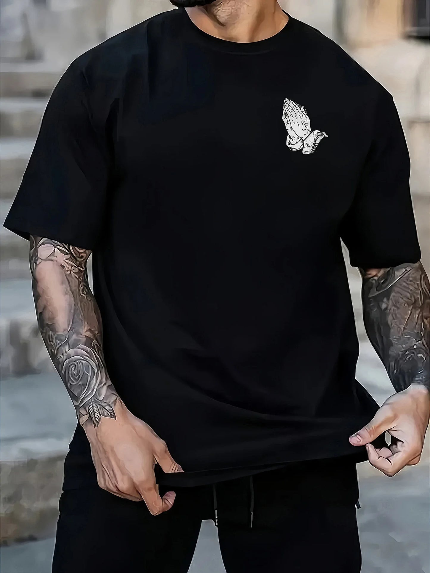 Men's cotton fashionable casual  loose only GOD CAN JUDGE ME printed round neck short sleeved T-shirt top