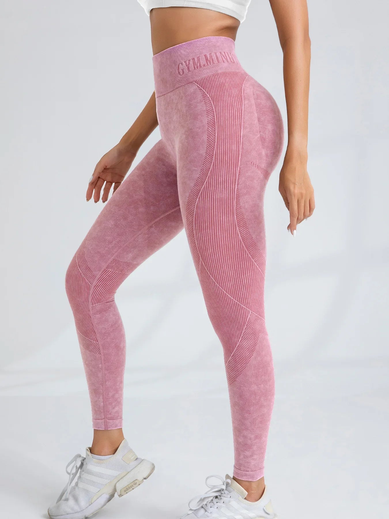 Women Seamless Gym High Waist Yoga Pants Lifting Outdoor Sports Tight Waist Letter Sand Washed Pants Exercise Yoga Leggings