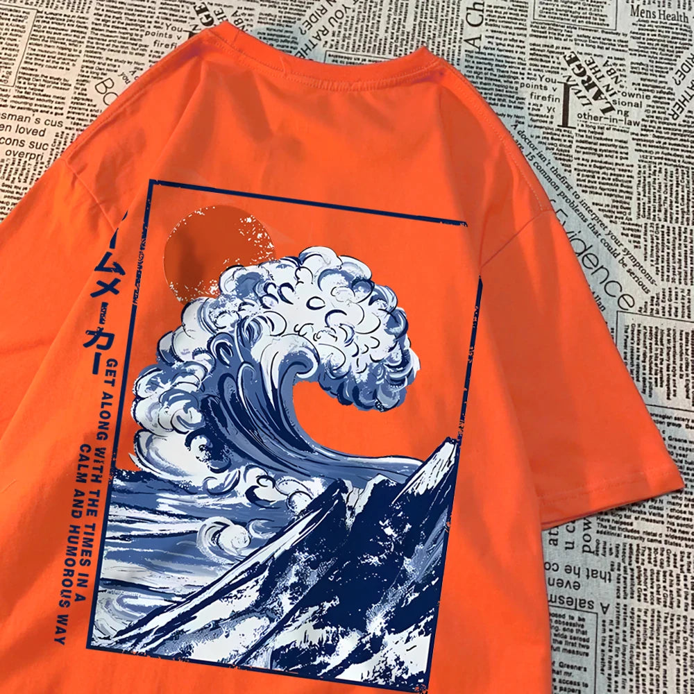 Get Along With The Time Mens Oversize Short Sleeve Quality T Shirts Casual Soft Tops