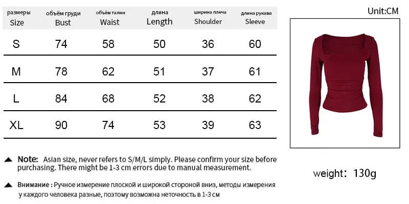 Women Sexy Low Chest Solid Elegant T-shirt Streetwear Fashion Long Sleeves Casual Slim Versatile Female Tees