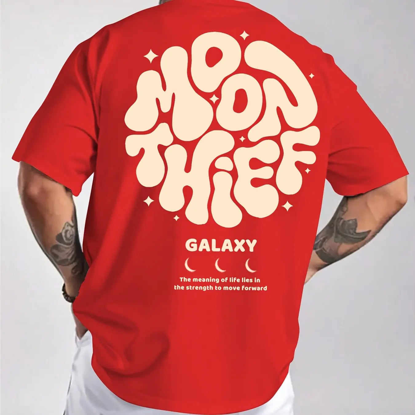Men's 100% cotton fashionable casual loose plus size letter printed round neck short sleeved T-shirt