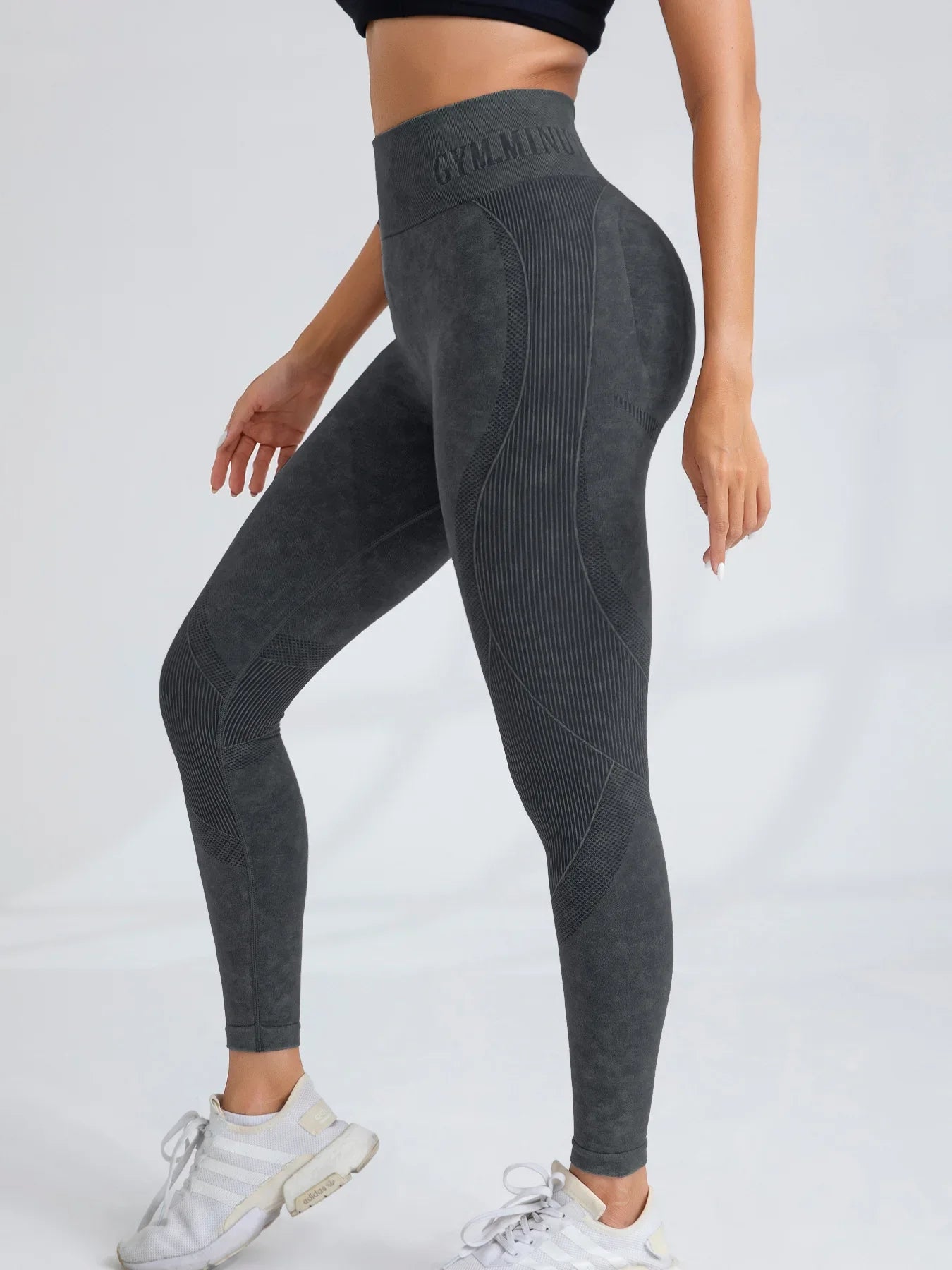 Women Seamless Gym High Waist Yoga Pants Lifting Outdoor Sports Tight Waist Letter Sand Washed Pants Exercise Yoga Leggings