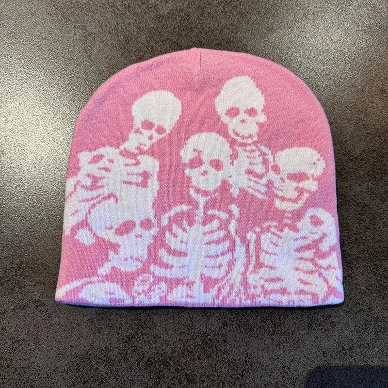 Skull Skeleton Beanie, Halloween Cap, Stretchy Skull Cap Casual Streetwear