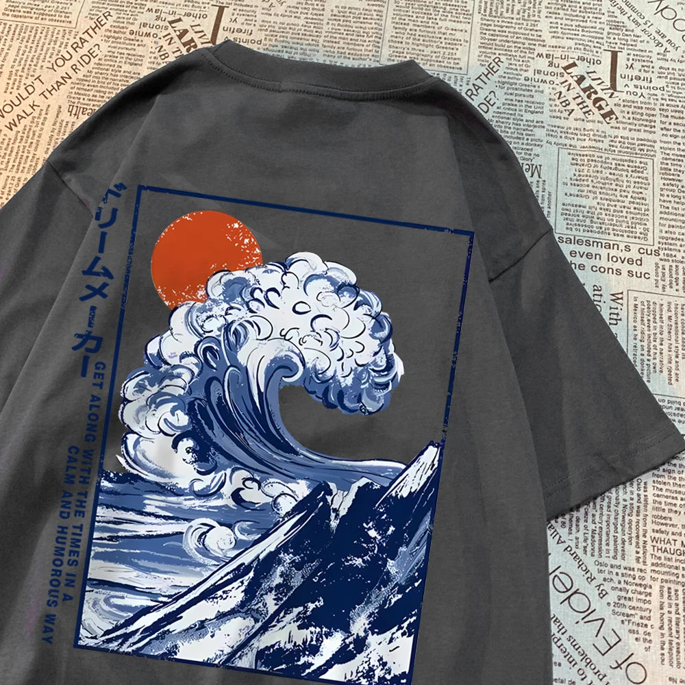 Get Along With The Time Mens Oversize Short Sleeve Quality T Shirts Casual Soft Tops