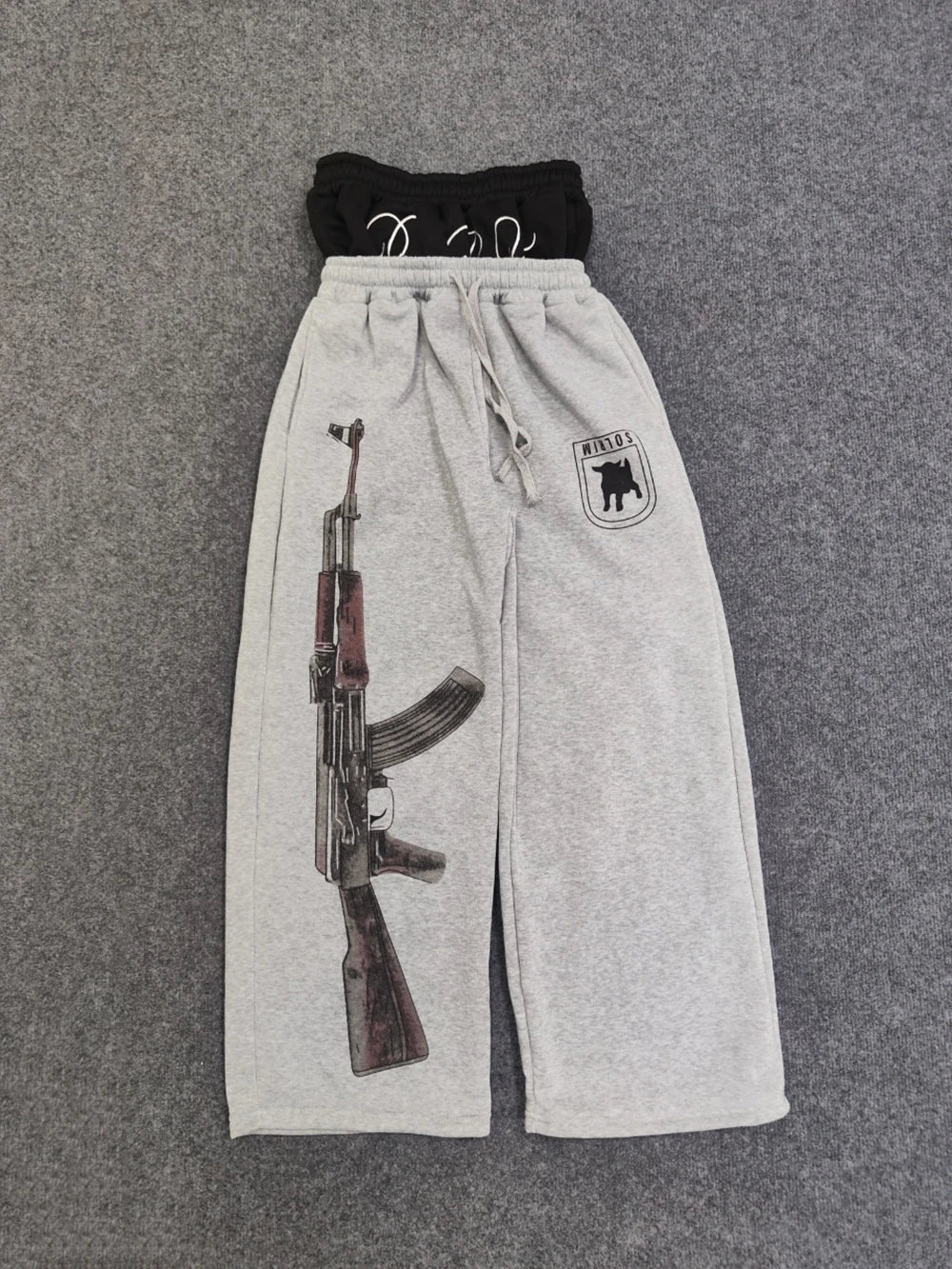 Y2K High-Waisted Printed Embroidered Street GuaLeg Double Waist Design Fashionablerd Pants Spring Summer Casual Straight