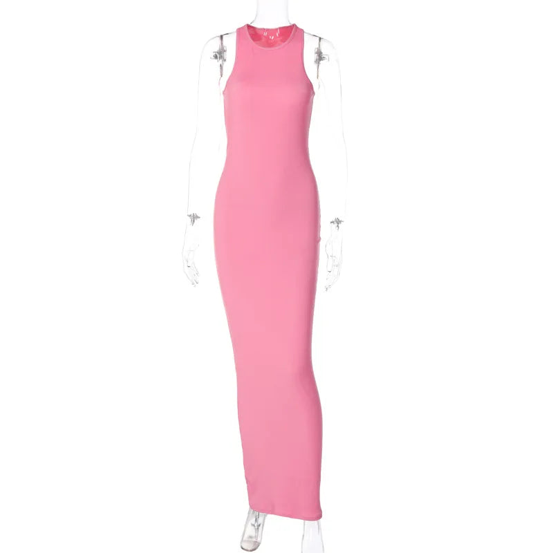 Ribbed Sexy Y2K Clothes Sleeveless Dresses For Women Party Streetwear Elegant Outfits
