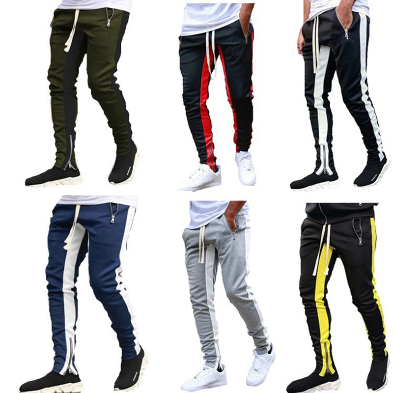 Casual Pants Low Feet Zip Pocket Cotton Pants Men's