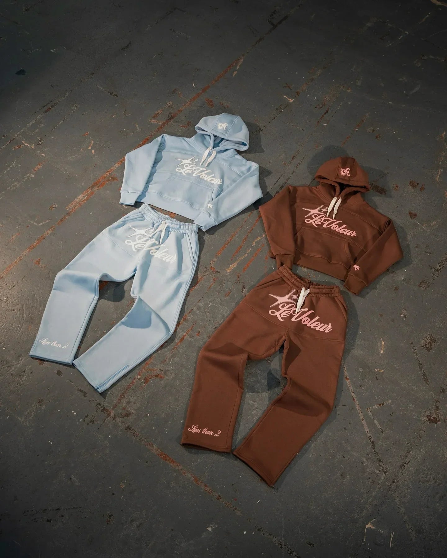 Neutral Street Hoodies and Jogging Sets, High Street Soft Sweatshirts and Pants Shorts Stylish Powder Blue and Brown Casual Wear