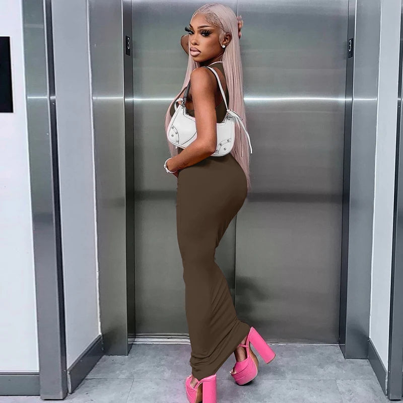 Ribbed Sexy Y2K Clothes Sleeveless Dresses For Women Party Streetwear Elegant Outfits