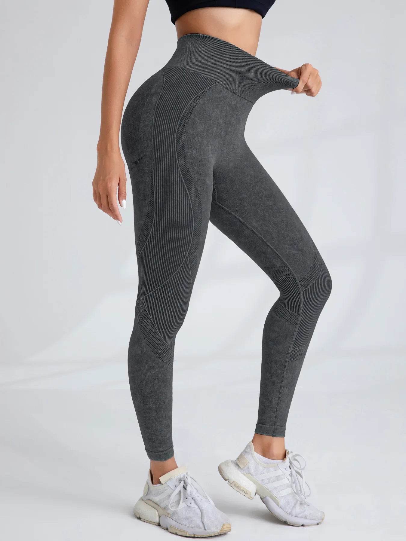 Women Seamless Gym High Waist Yoga Pants Lifting Outdoor Sports Tight Waist Letter Sand Washed Pants Exercise Yoga Leggings
