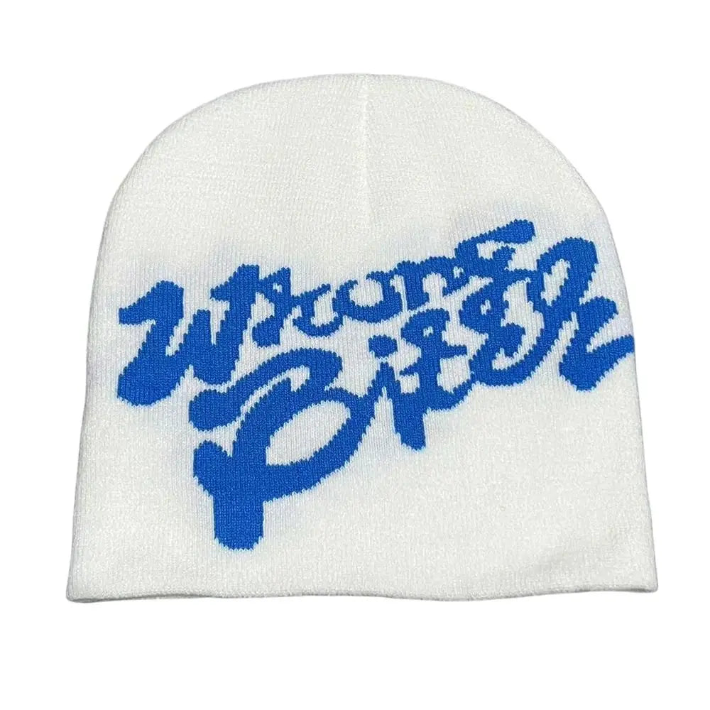 Casual Skullies Y2k Ins Hip Hop Cap Cold Cap Men Women Beanie Bonnet Letter Printing Knitting Cap Hat Gothic Wool Acrylic Warm