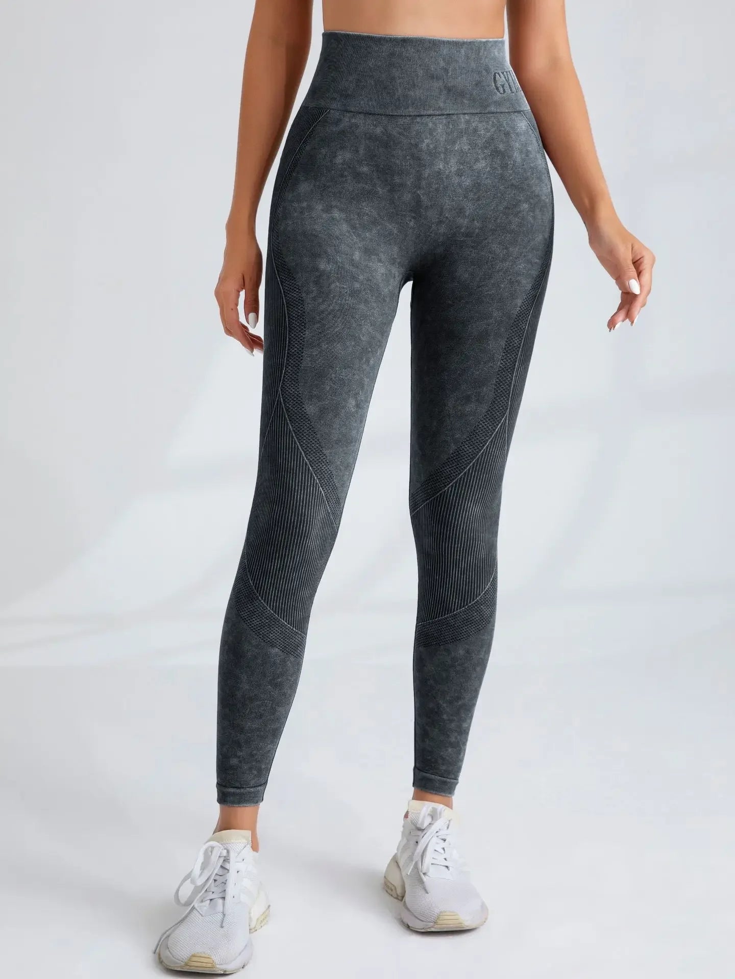 Women Seamless Gym High Waist Yoga Pants Lifting Outdoor Sports Tight Waist Letter Sand Washed Pants Exercise Yoga Leggings