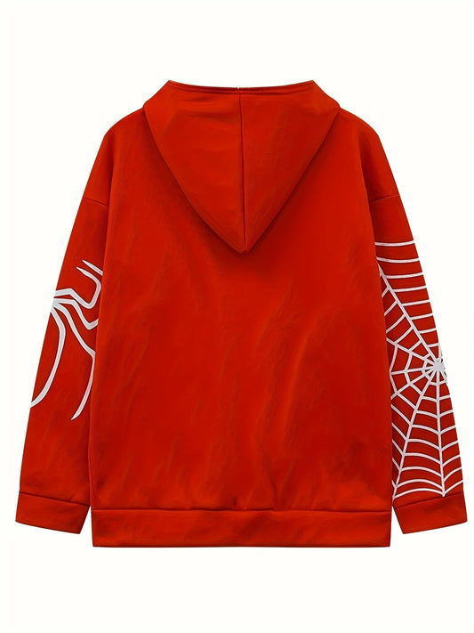 Cross Border Spider Web Zipper Sweater Women's Casual Trendy Hoodie