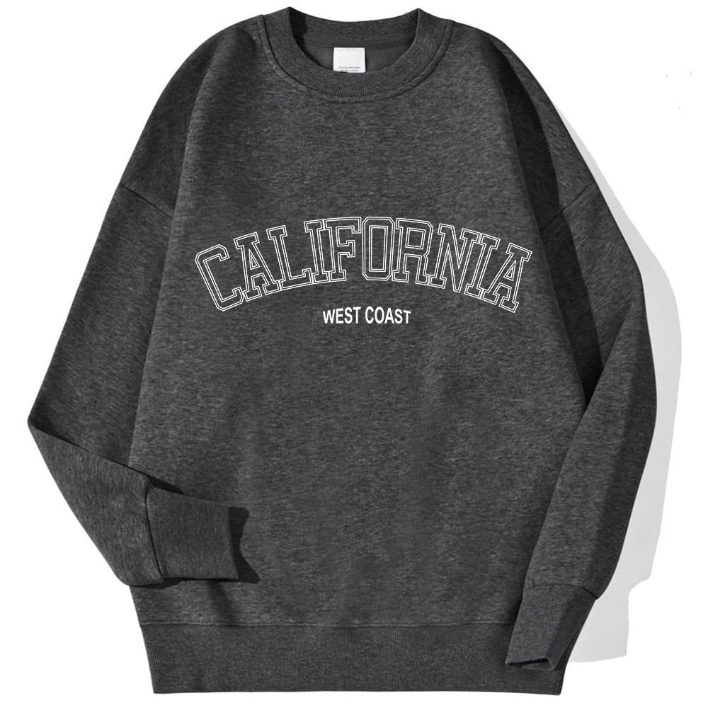 Woman Sweatshirts California West Coast Print Female hoodie Long Sleeves O-neck Pullovers Sporty and Rich Clothing