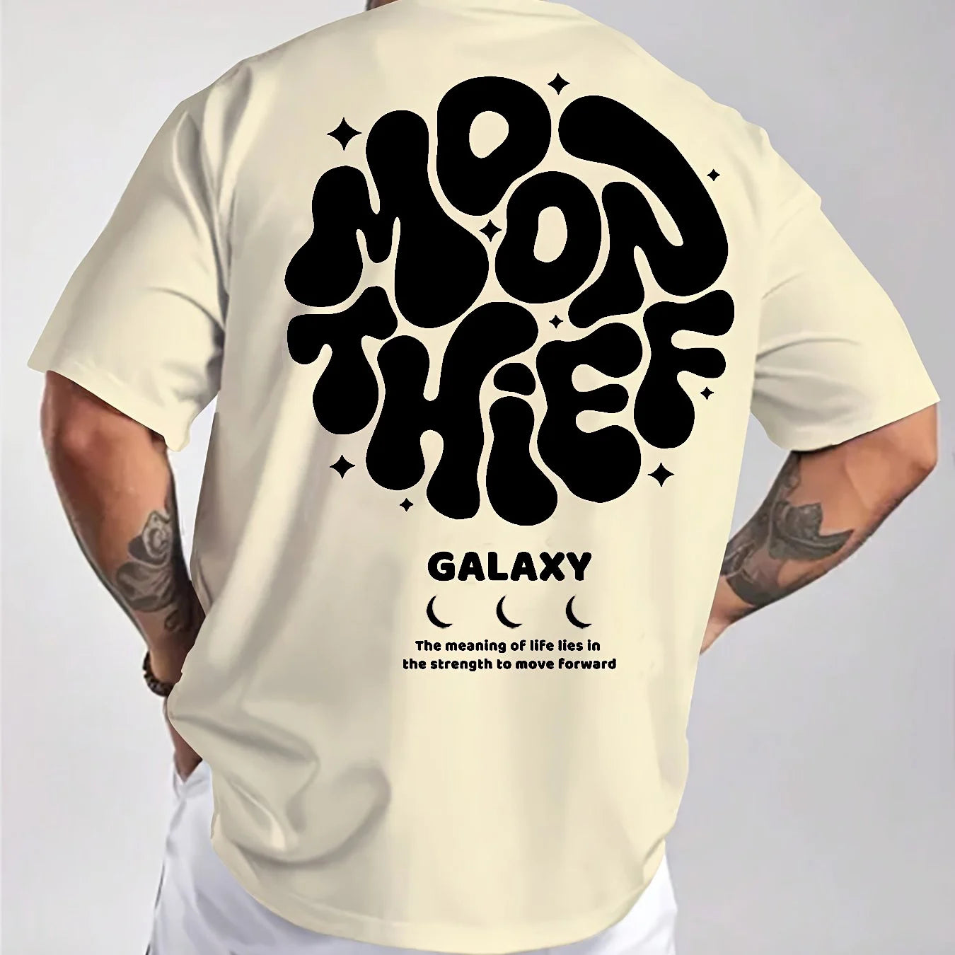 Men's 100% cotton fashionable casual loose plus size letter printed round neck short sleeved T-shirt