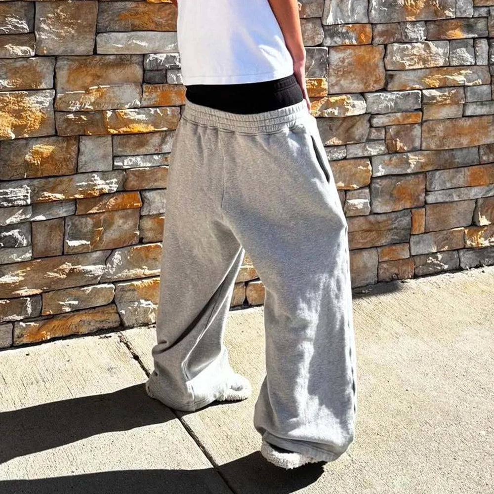 Y2K High-Waisted Printed Embroidered Street GuaLeg Double Waist Design Fashionablerd Pants Spring Summer Casual Straight
