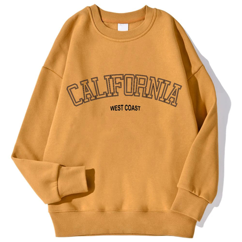 Woman Sweatshirts California West Coast Print Female hoodie Long Sleeves O-neck Pullovers Sporty and Rich Clothing