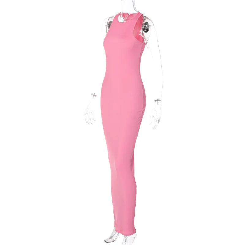 Ribbed Sexy Y2K Clothes Sleeveless Dresses For Women Party Streetwear Elegant Outfits