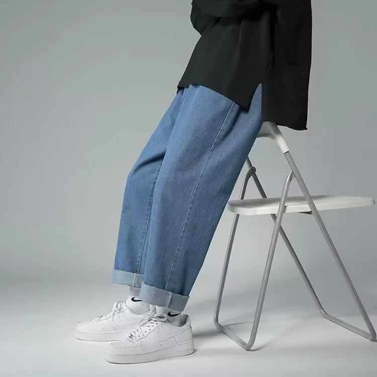 Vintage Fashion Straight Casual Loose Denim Cargo Pants Men Designer Prints Star Jeans Streetwear Loose Wide Leg Jeans
