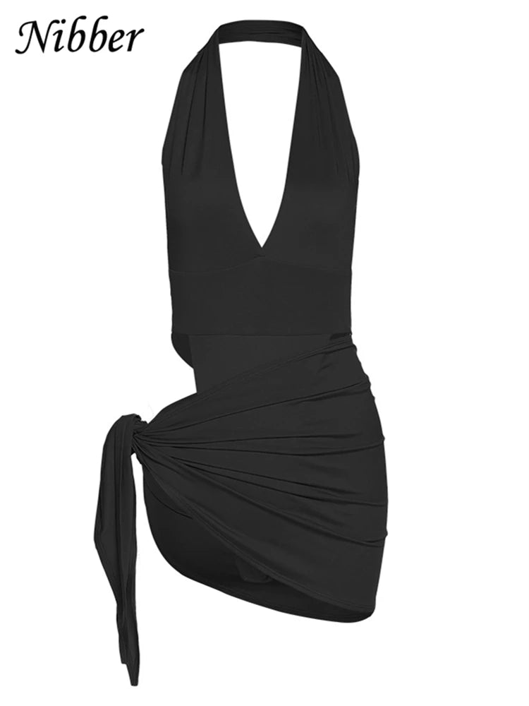Sexy Beach Vacation Wear Basic Bikini Bodysuit Skirts 2 Two Piece Sets For Women's Clothing Swimsuit Female