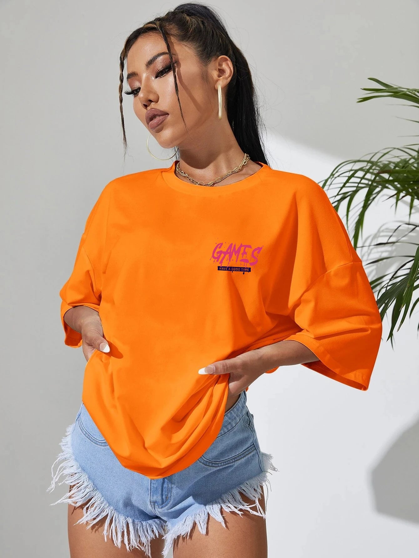 Graphic Letter Print Crew Neck T-Shirt Women Cotton Plus Size Tshirts Breathable Streetwear Soft Casual Short Sleeve