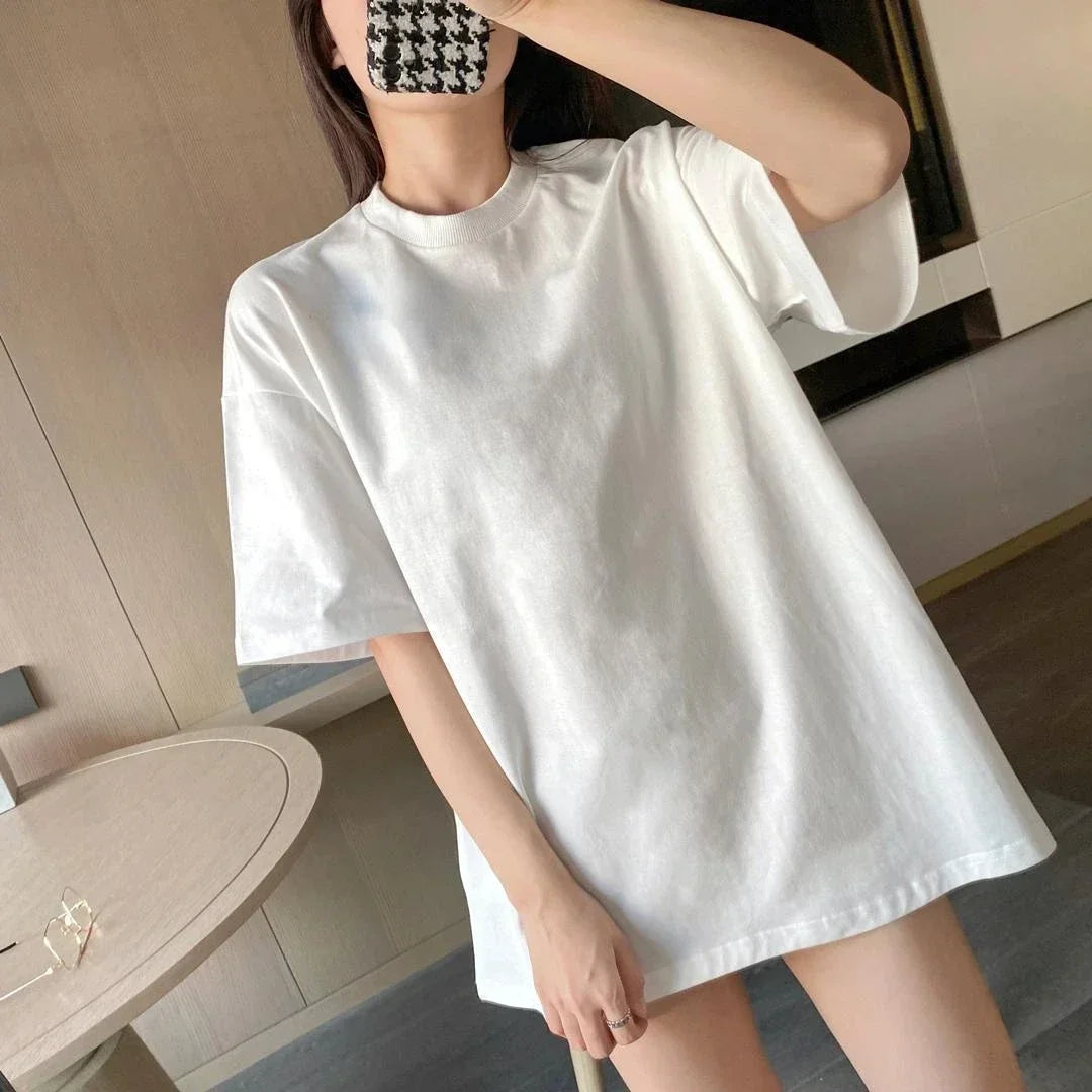 Oversized Butterfly Pattern T-shirt, Women's Black Round Neck Short Sleeve Casual Loose Comfort T-Shirt