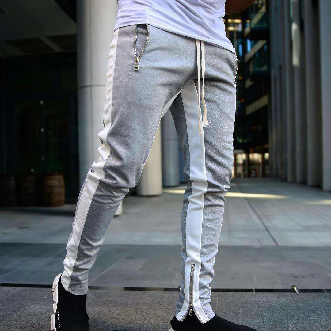 Casual Pants Low Feet Zip Pocket Cotton Pants Men's
