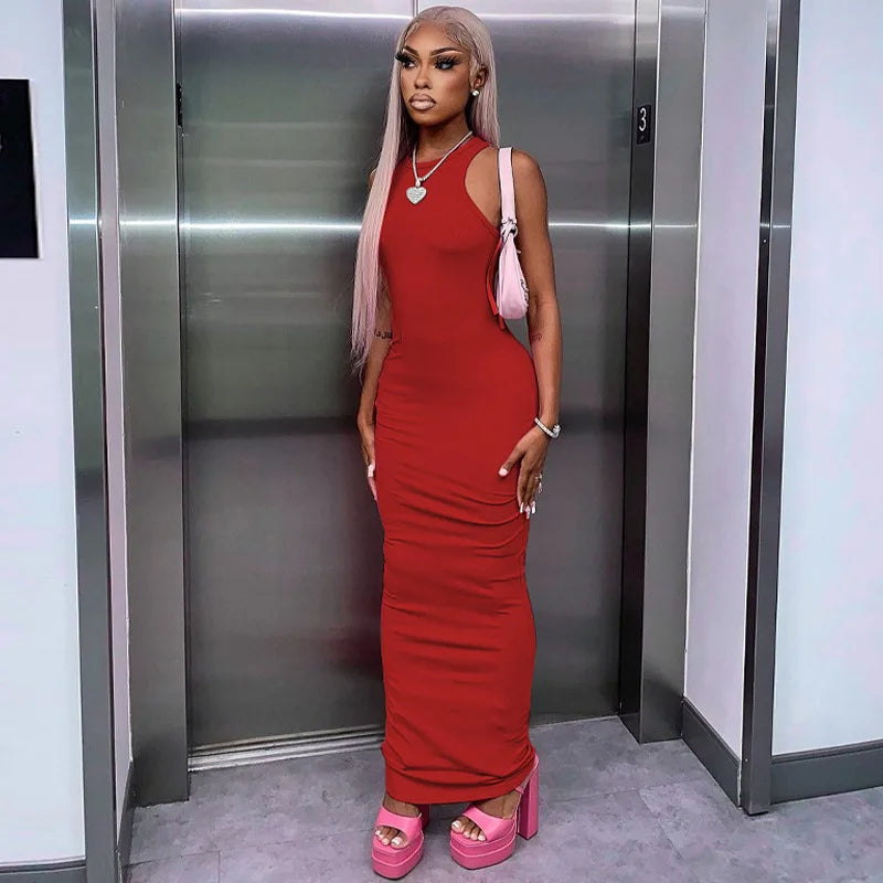 Ribbed Sexy Y2K Clothes Sleeveless Dresses For Women Party Streetwear Elegant Outfits