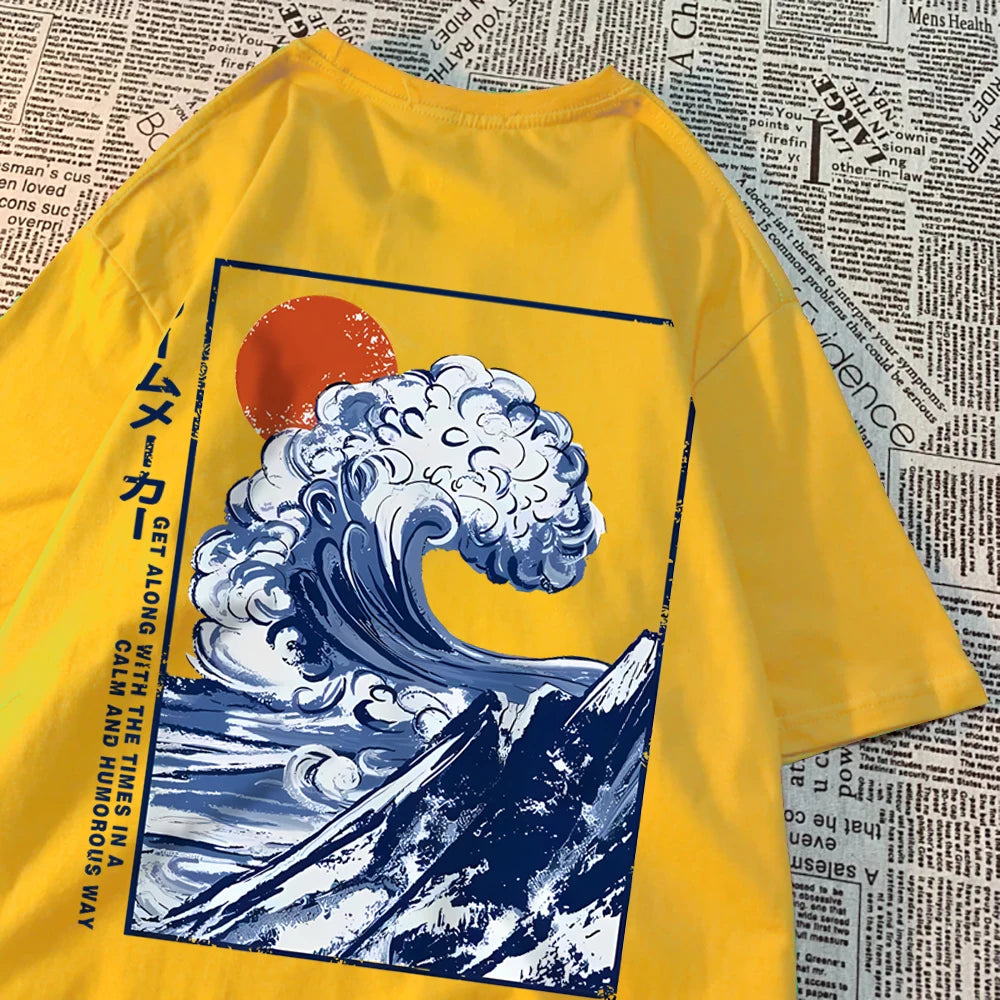 Get Along With The Time Mens Oversize Short Sleeve Quality T Shirts Casual Soft Tops