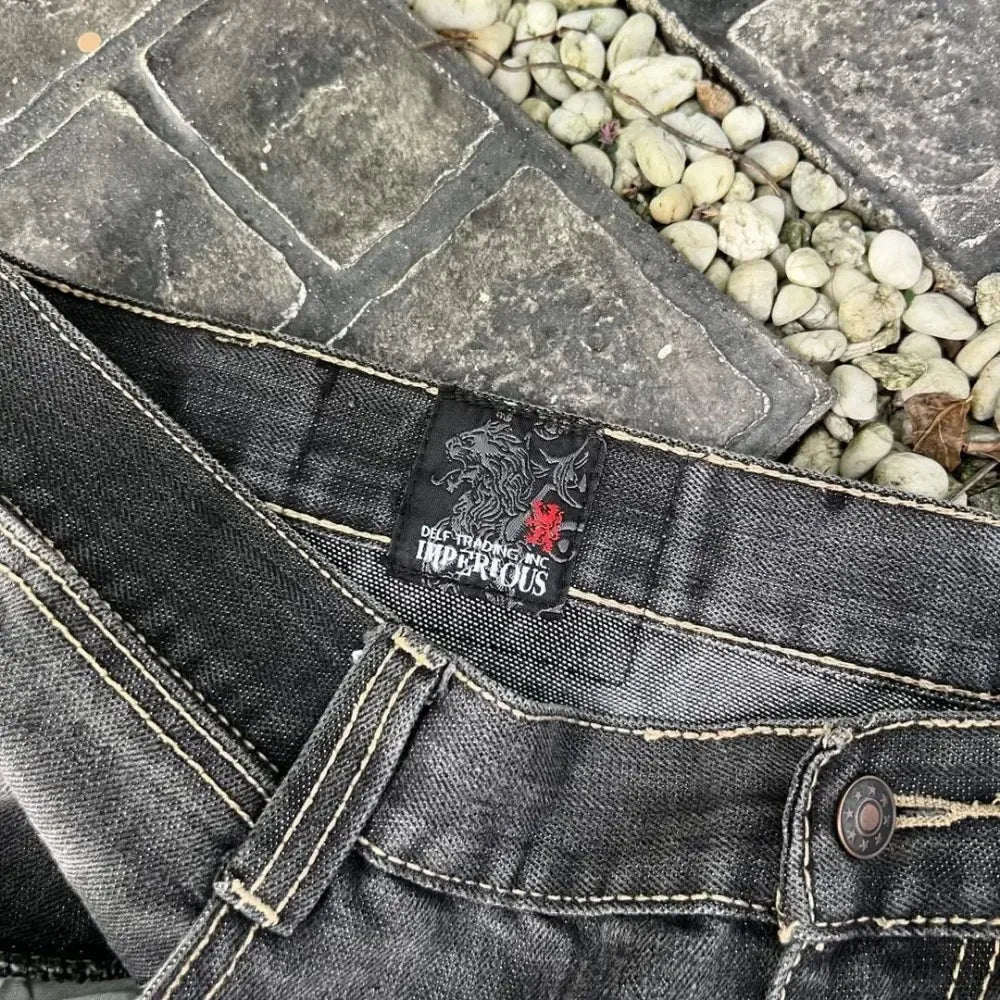 Streetwear Y2K Gothic Denim Jeans Wide Leg Oversized Jeans Mens