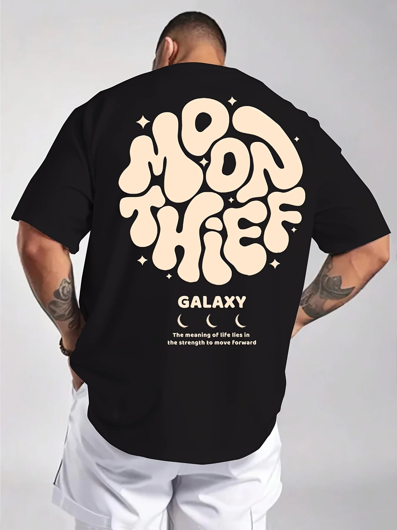 Men's 100% cotton fashionable casual loose plus size letter printed round neck short sleeved T-shirt