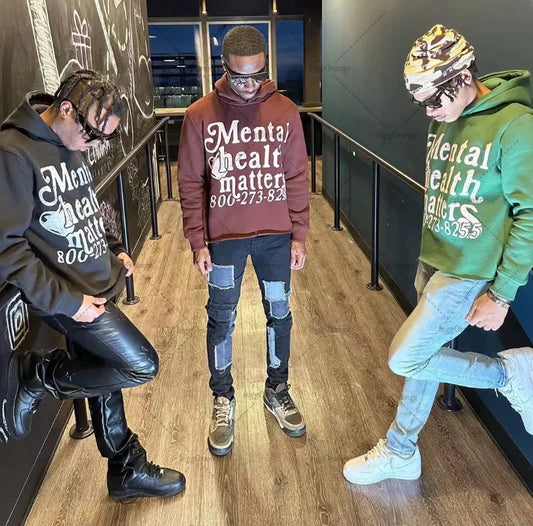 High Street Trendy Streetwear Harajuku Retro Letter Print Colorful Hoodie Men Casual Oversized Sweatshirt Women