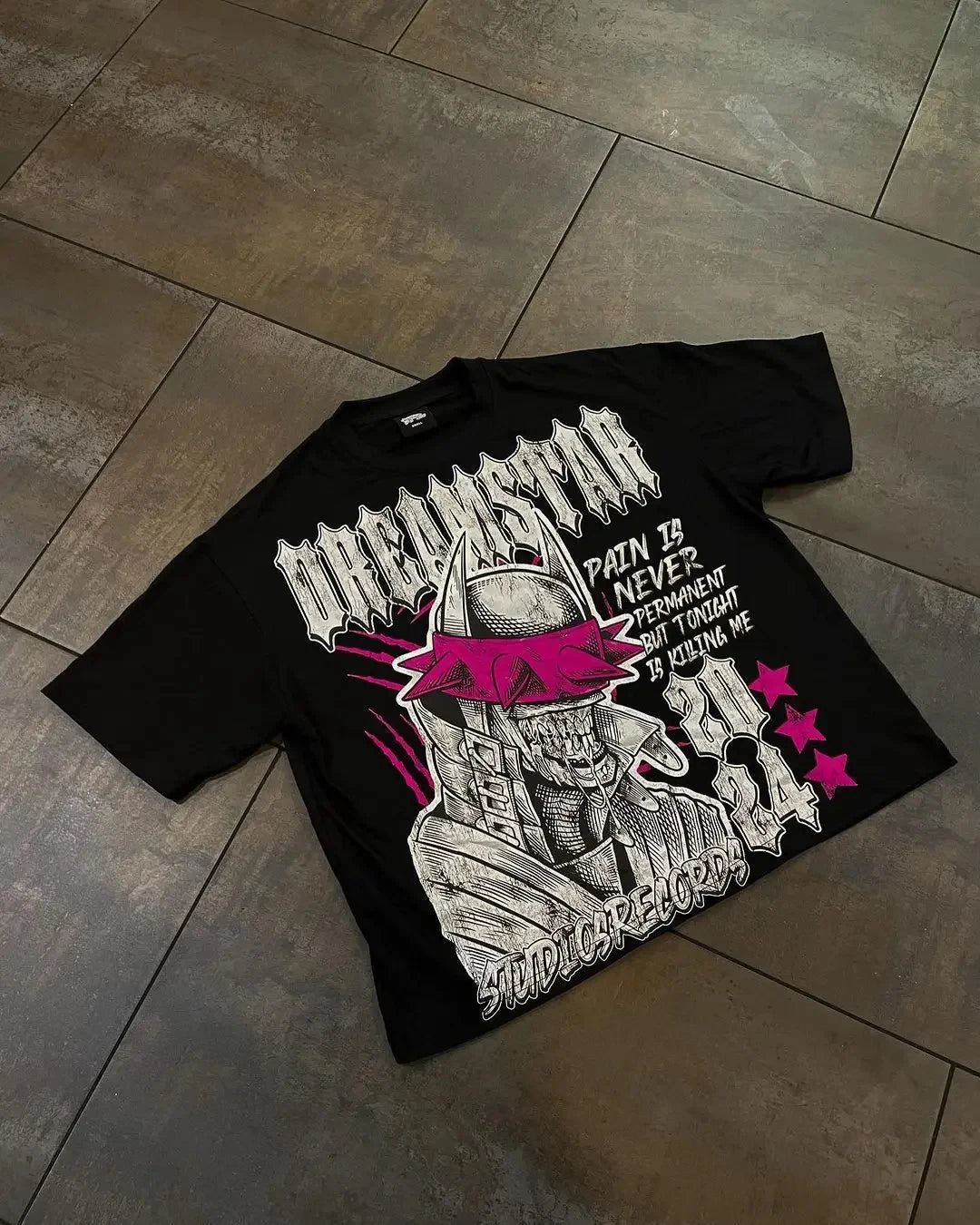 Demon Graphic T Shirts Print Oversized Short Sleeved Y2k Top