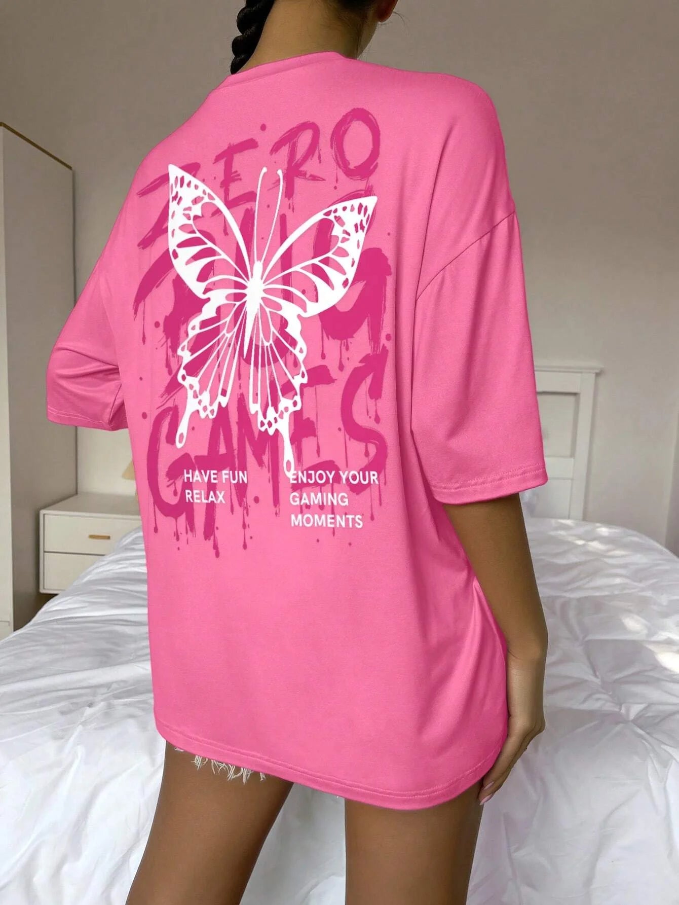 Graphic Letter Print Crew Neck T-Shirt Women Cotton Plus Size Tshirts Breathable Streetwear Soft Casual Short Sleeve