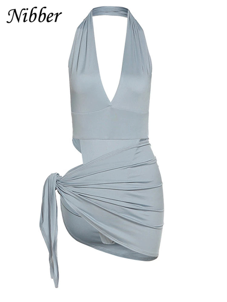 Sexy Beach Vacation Wear Basic Bikini Bodysuit Skirts 2 Two Piece Sets For Women's Clothing Swimsuit Female