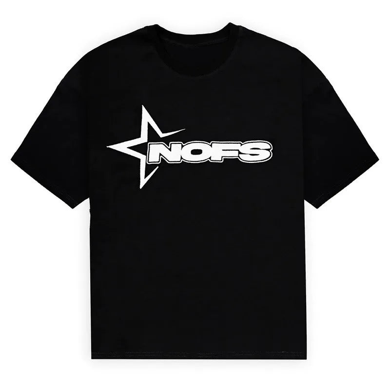 Y2K T-shirt ShortStreet Fashion Print Round Neck Short Sleeve Top Casual Loose Drawstring Shorts Men Clothing Top