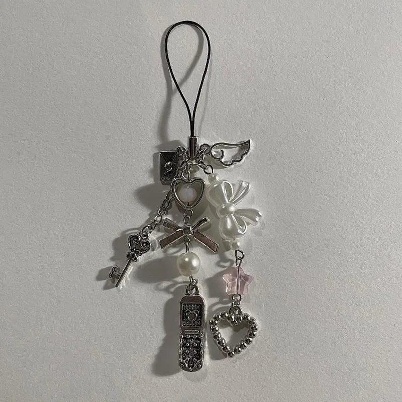 hachi keychains beaded phone charm y2k Handmade